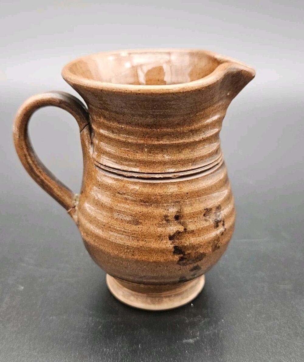 Old Sturbridge Village Pottery Primitive Brown Glaze Handmade Jug 3.5”